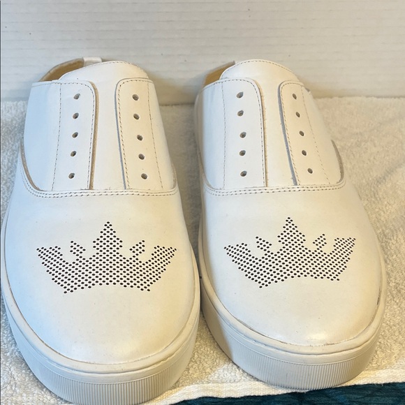 Saks Fifth Avenue White Crown Embellished Sneakers - Picture 1 of 10